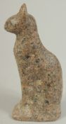 A FINELY CARVED STONE POSSIBLY ANCIENT EGYPTIAN CAT, 10.5cm high.