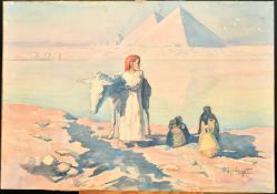 A PAIR OF 19TH CENTURY OTTOMAN WATERCOLOUR PAINTINGS BY D. HIDAYET, signed, mounted -unframed,