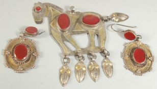 THREE ISLAMIC INSET METAL PENDANTS, (3).