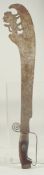 A RARE LARGE AFRICAN BENIN SWORD, with lion shaped blade, 60.5cm long.