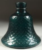 A RARE LARGE 18TH CENTURY MUGHAL INDIAN BLOWN GLASS HUQQA BASE, 20cm high.