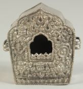A FINE 19TH CENTURY TIBETAN SILVER AMULET CASE, 6.5cm x 6cm.