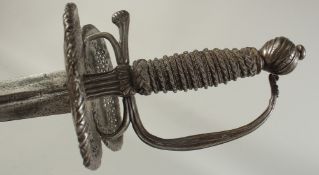 A FINE WALLOON HILTED BROADSWORD, wide 35in blade with short fuller inscribed 'INIVI' & with a