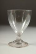 A PLAIN HEAVY 18TH CENTURY GLASS RUMMER. 5ins high and a HEAVY 18TH CENTURY GLASS RUMMER with