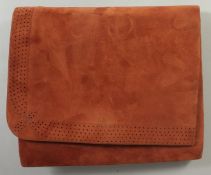 AN ANDREAS PFISTER OF ITALY, SUEDE EVENING BAG, 9ins long with long handle,