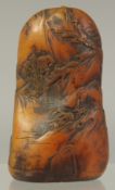 A CHINESE CARVED SOAPSTONE SEAL. 3.5ins
