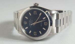 A GOOD ROLEX OYSTER PERPETUAL BLUE DIAL AIR KING WRISTWATCH.
