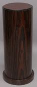 AN ART DECO STYLE ROSEWOOD CIRCULAR PEDESTAL STAND. 2ft 7ins high x 1ft diameter.
