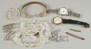 A CRYSTAL NECKLACE, WATCHES AND BIJOUTERIE