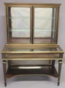A SUPERB 19TH CENTURY FRENCH ROSEWOOD BRASS BANDED DISPLAY CASE, the top with double panel glazed