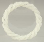 A CHINESE WHITE JADE DOUBLE TWIST BANGLE. 3.25ins diameter.