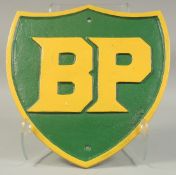 A CAST IRON B P SIGN. 13ins x 12ins.