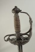 A FINE ENGLISH MORTUARY HILTED RAPIER, slender 35in diamond section blade with single fuller,