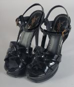 A PAIR OF YVES ST. LAURENT BLACK SUEDE SHOES. Size 36.5.