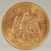 AN ESTADOS UNIDOS MEXICANOS 1821 - 1946 50 PESOS GOLD COIN, 37.5GR PURO.