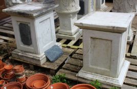 A PAIR OF ITALIAN WHITE MARBLE PEDESTAL BASES. 2ft 7ins (80cm) high.