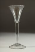 A GOOD 18TH CENTURY ENGLISH WINE GLASS with tapering bowl. 6.5ins high.