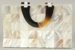A MOTHER-OF-PEARL BAG, 9ins long.