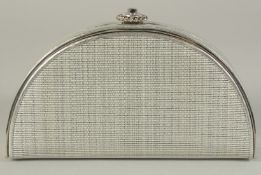 A COMTESSE OF WEST GERMANY SILVERED DOMED SHAPED EVENING BAG. 7ins long