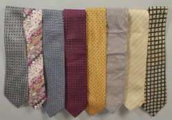 EIGHT VARIOUS TIES: SEIGO KATSURDGANA, PIERRE CARDIN, ARES, M. AUTONUION, EMILLO PUCCI, SUTTE &