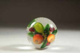 A GOOD SMALL ST LOUIS GLASS FRUIT PAPERWEIGHT. 2ins diameter.