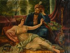 Early 20th Century, a scene of Scheherezade and the King from One Thousand and One Nights, oil on