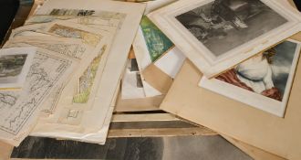 A folder of 19th Century prints and engravings, (q).