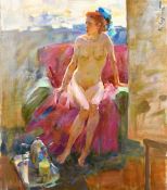 Sergey Kovalenko (b. 1980) Ukraine, 'In the Workshop' a study of a female nude, oil on canvas,