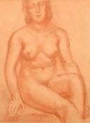 Jean Lallement (20th Century, Study of a female nude seated, conte crayon, signed and dated 1938,