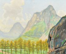 Robert Morson Hughes (1873-1953) British, 'The valley', oil on board, inscription verso, signed, 13