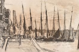 James Abbot McNeil Whistler (1834-1903), 'Billingsgate', etching, Aitken Dott and Son label verso,