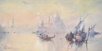 William Knox (1862-1925), gondolas in Venice, watercolour, signed, 9.75