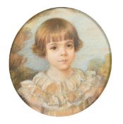 Continental School circa 1900, A circular portrait of a young girl with short brown hair,