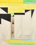 Z. Zhang, circa 1989, two untitled abstract compositions, collage, both signed and dated 1989, one