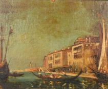 Late 19th Century Continental School, A scene in Venice with figures in a gondola, oil on canvas,