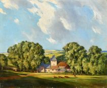 Harold Cornelius Heward (1881-1973) British, a scene of cows resting in an open field before a