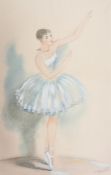 P. Berriand, Ballet dancers, mixed media, both signed and inscribed in pencil, paper size 22