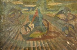 Raymond Myerslough-Walker (1908-1984), a surrealist landscape composition, oil on canvas, signed,