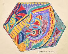 Maurice Horgues (20th Century Continental), a geometric abstract composition in a hexagonal shape,