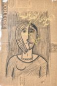 Mid-20th Century probably Argentinian School, a pair of Cubist style head studies, charcoal and