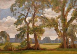 John Brown (20th Century) British, A pair of landscape views, one with trees the other with a