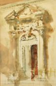 James Le Jeune, A medieval doorway, watercolour, signed, 9.25