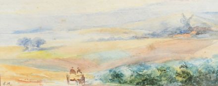 Four small landscape views, oils and each initialled M.L, two oval 3