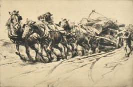 George Soper (1870-1942), 'Timber Hauling, No. 11', etching, signed in pencil, plate size 8