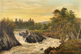 J. T. Haverfield (1825-1855), A pair of rocky river landscapes, one with a Heron and the other