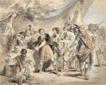 19th Century, The Death of Caesar, charcoal and chalk, 21