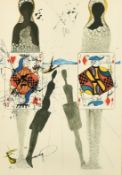 Salvador Dali, an illustration from Alice in Wonderland, 'The Queen Croquet', mixed technique