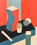 Modernist, A still life of block objects, oil on canvas, bears name verso, 24
