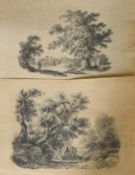 Early 19th Century English School, two unframed pencil sketches of country scenes, one dated 1822