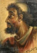 F. Berlingieri, Italian, 19th Century Continental School, Portrait of a bearded man, oil on board,